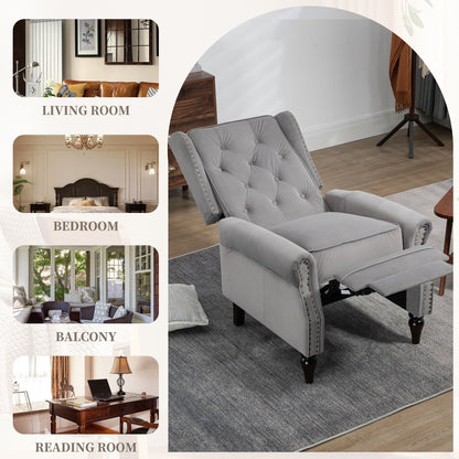 Fauteuil inclinable capitonné en velours avec pieds noirs