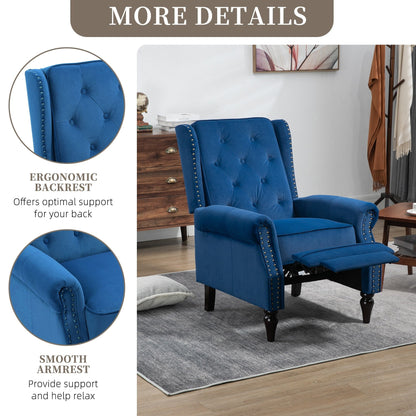 Fauteuil inclinable capitonné en velours avec pieds noirs