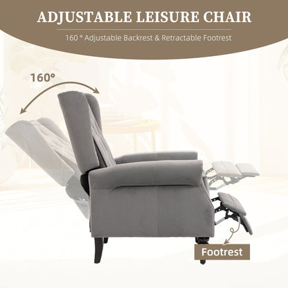 Fauteuil inclinable capitonné en velours avec pieds noirs