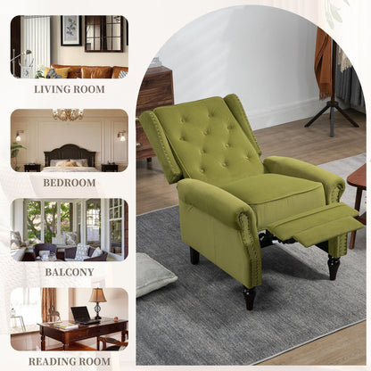 Fauteuil inclinable capitonné en velours avec pieds noirs