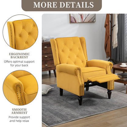 Fauteuil inclinable capitonné en velours avec pieds noirs