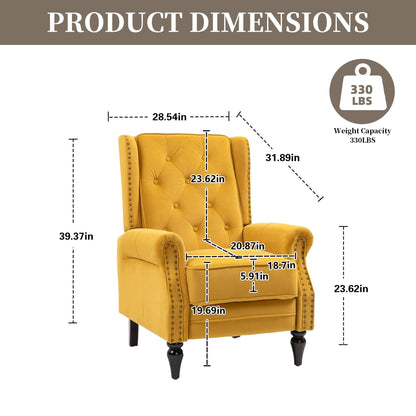 Fauteuil inclinable capitonné en velours avec pieds noirs