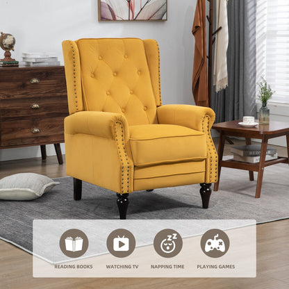 Fauteuil inclinable capitonné en velours avec pieds noirs