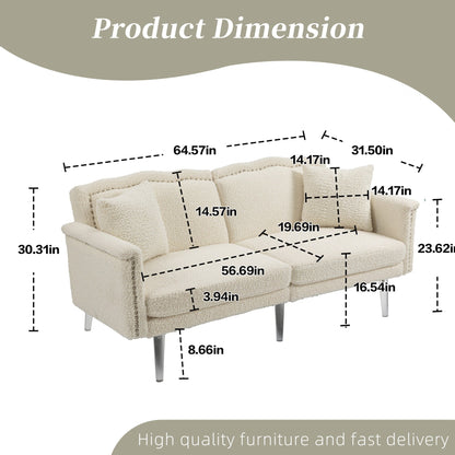 Canapé-lit rembourré en velours avec clous et pieds en acrylique