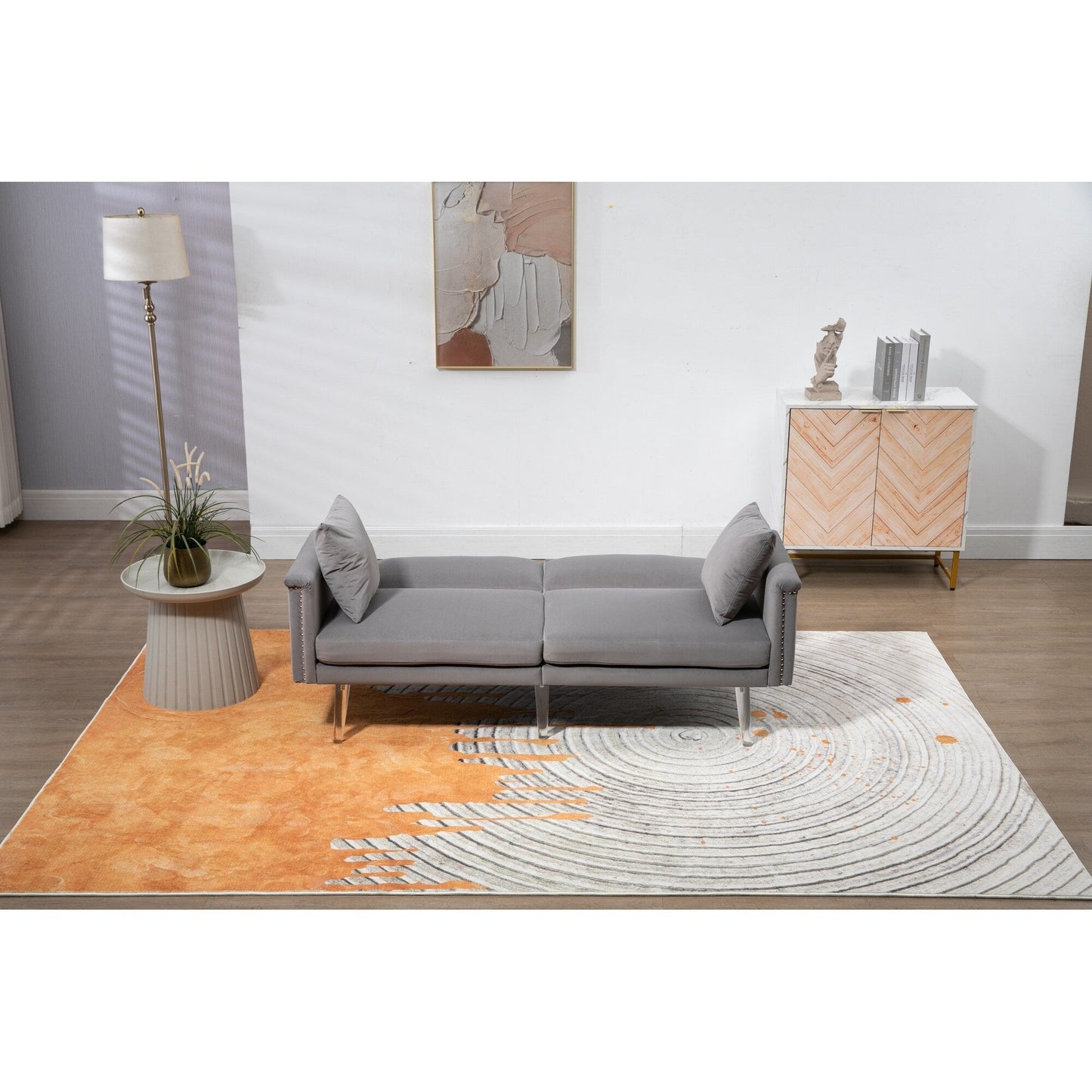 Canapé-lit rembourré en velours avec clous et pieds en acrylique