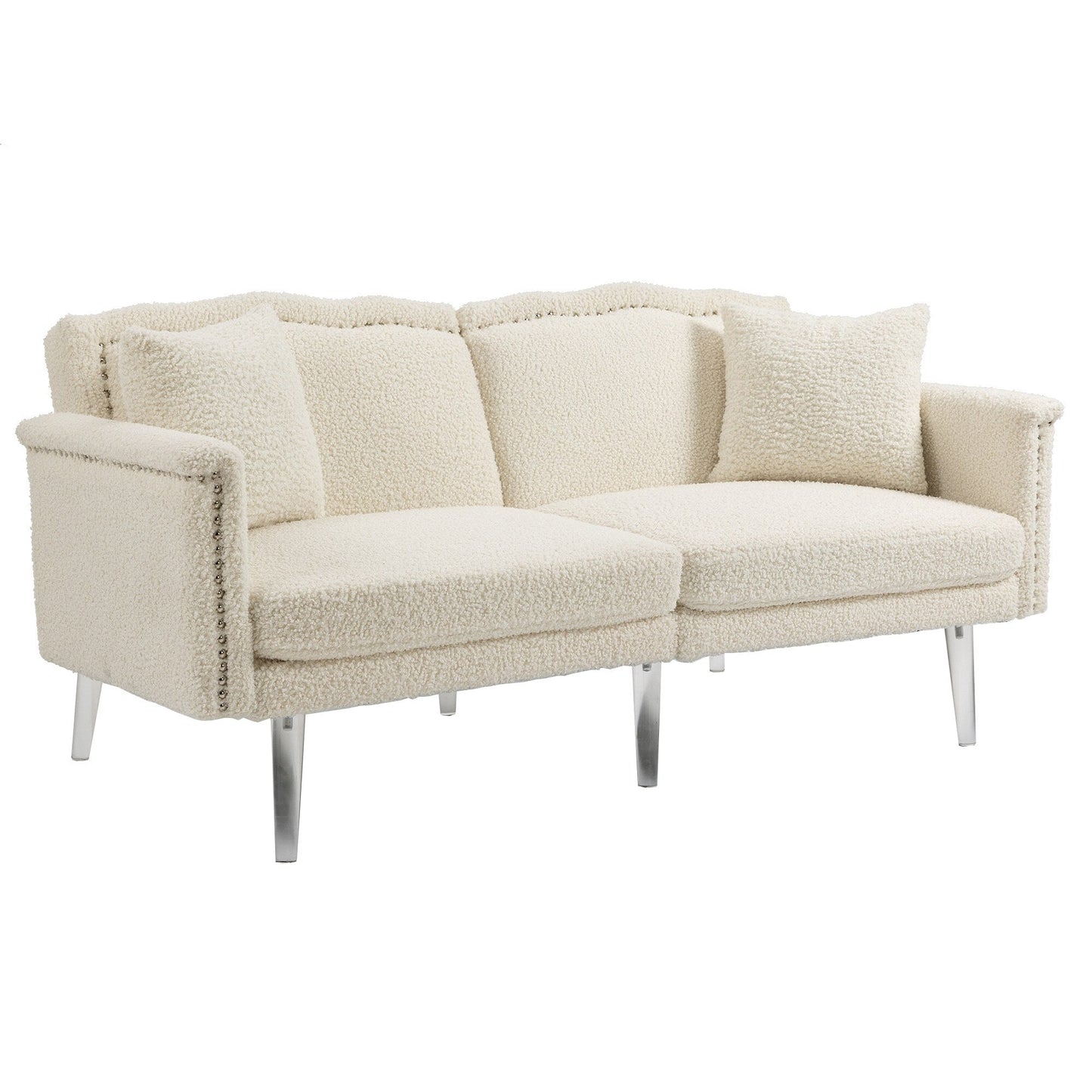 Canapé-lit rembourré en velours avec clous et pieds en acrylique