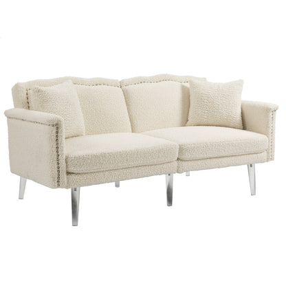 Canapé-lit rembourré en velours avec clous et pieds en acrylique