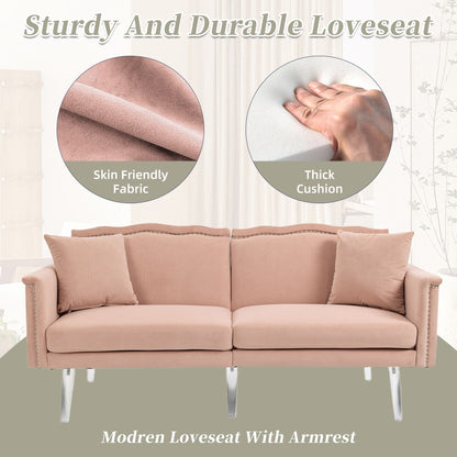 Canapé-lit rembourré en velours avec clous et pieds en acrylique