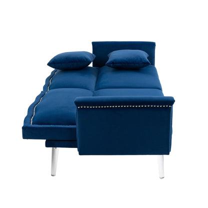 Canapé-lit rembourré en velours avec clous et pieds en acrylique