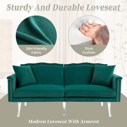 Canapé-lit rembourré en velours avec clous et pieds en acrylique