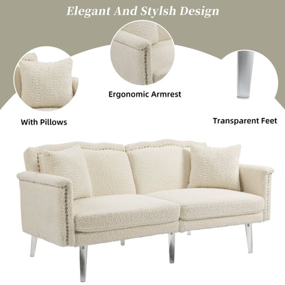 Canapé-lit rembourré en velours avec clous et pieds en acrylique