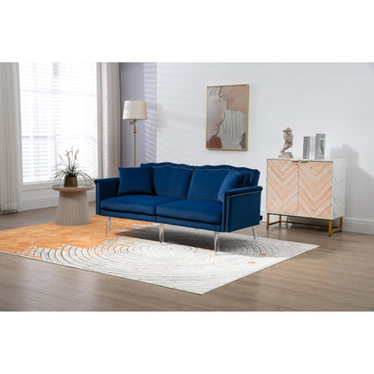 Canapé-lit rembourré en velours avec clous et pieds en acrylique