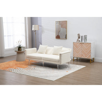 Canapé-lit rembourré en velours avec clous et pieds en acrylique