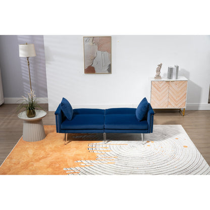 Canapé-lit rembourré en velours avec clous et pieds en acrylique