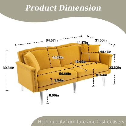 Canapé-lit rembourré en velours avec clous et pieds en acrylique