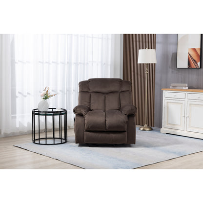 Fauteuil inclinable électrique rembourré en velours pour personnes âgées avec télécommande et poches de rangement latérales