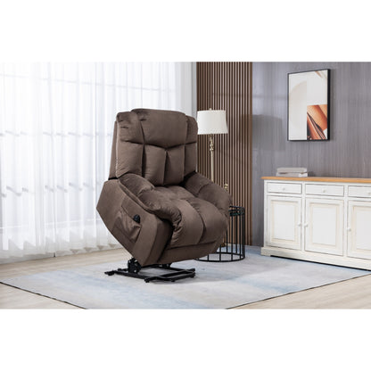 Fauteuil inclinable électrique rembourré en velours pour personnes âgées avec télécommande et poches de rangement latérales
