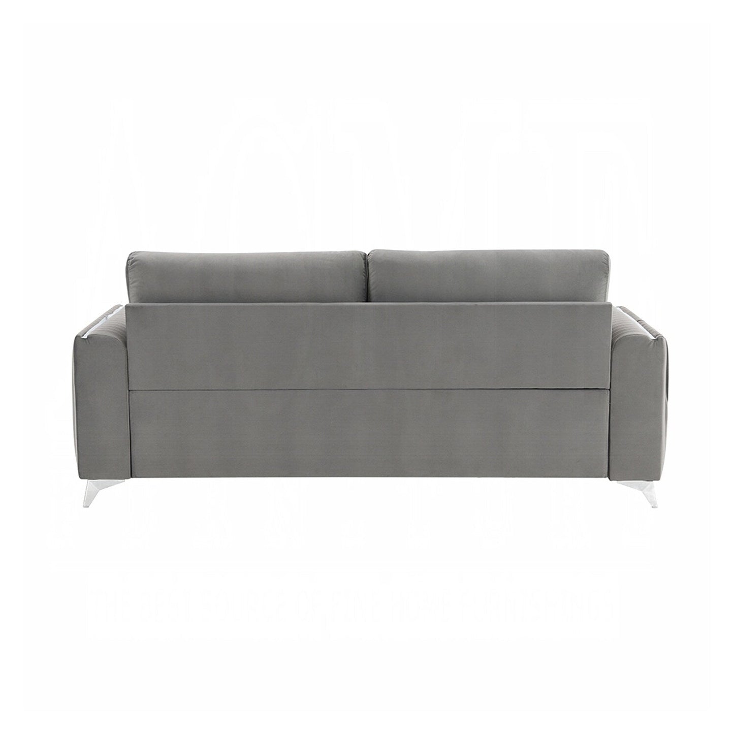 Canapé rembourré en velours avec pieds en métal gris