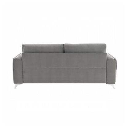 Canapé rembourré en velours avec pieds en métal gris