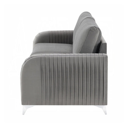 Canapé rembourré en velours avec pieds en métal gris