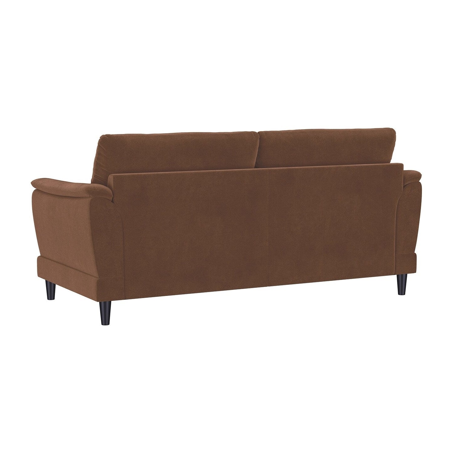 Canapé rembourré en velours avec pieds fuselés en bois couleur rouille