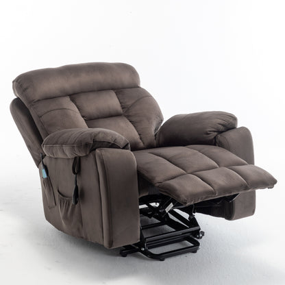 Fauteuil inclinable électrique en velours avec chauffage, massage et moteur silencieux