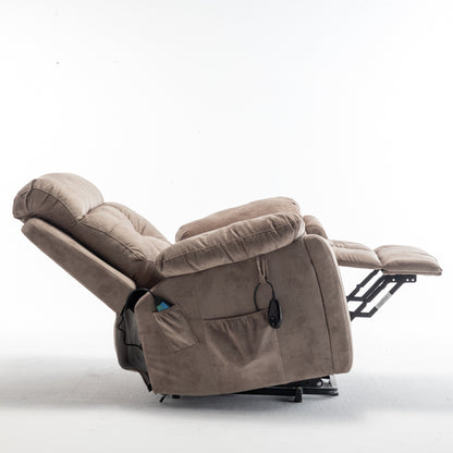 Fauteuil inclinable électrique en velours avec chauffage, massage et moteur silencieux