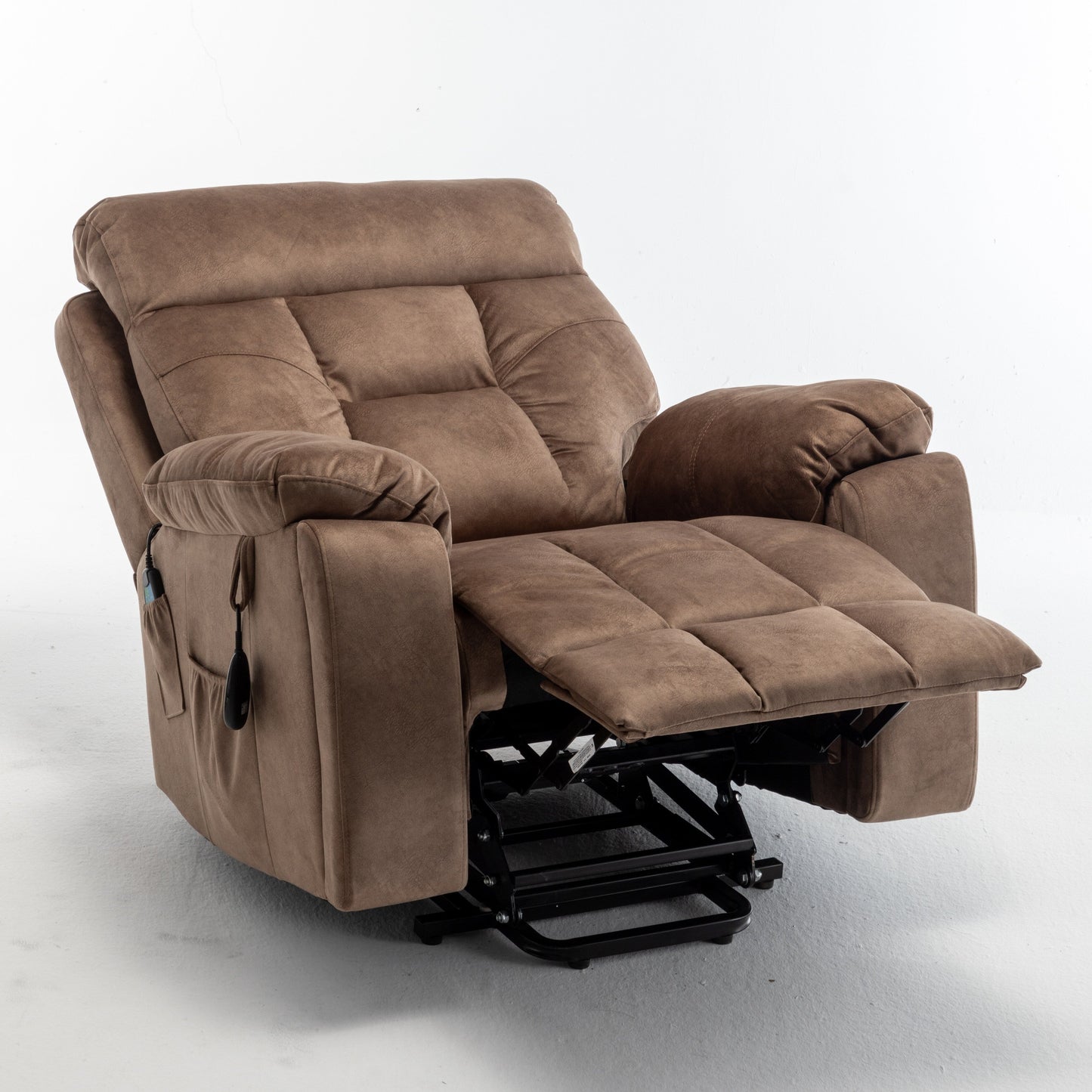 Fauteuil inclinable électrique en velours avec chauffage, massage et moteur silencieux
