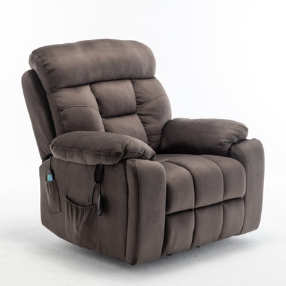 Fauteuil inclinable électrique en velours avec chauffage, massage et moteur silencieux