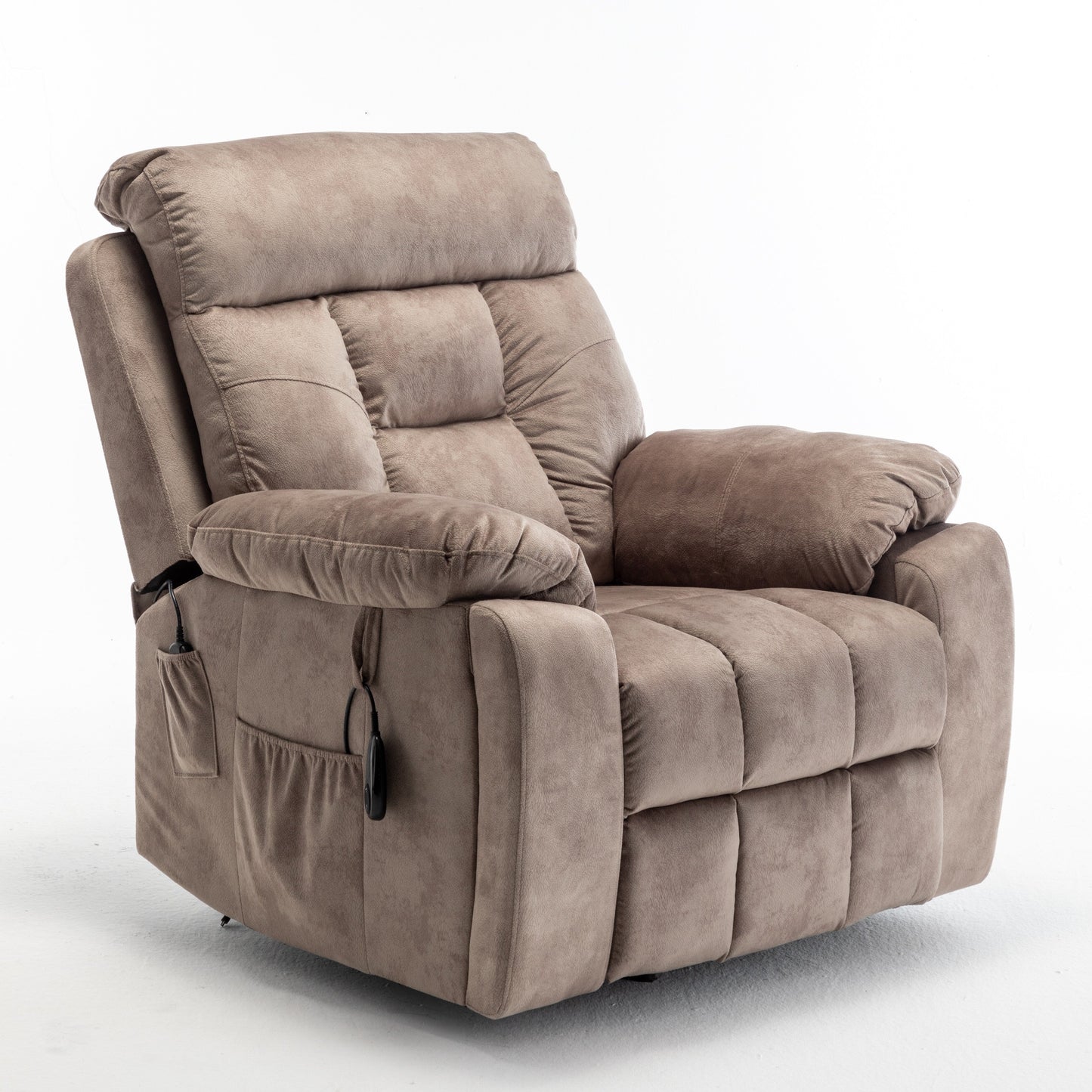 Fauteuil inclinable électrique en velours avec chauffage, massage et moteur silencieux