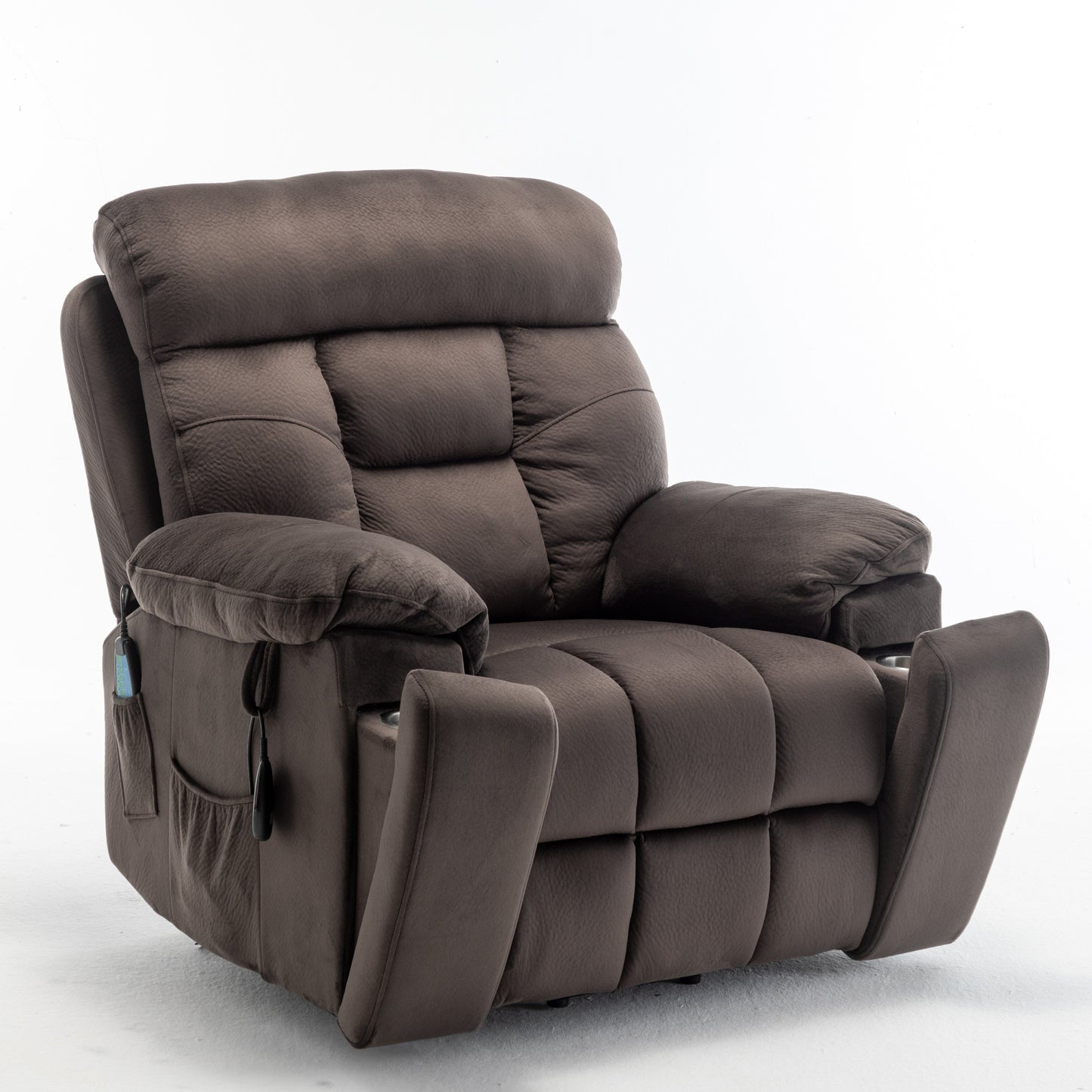Fauteuil inclinable électrique en velours avec chauffage, massage et moteur silencieux