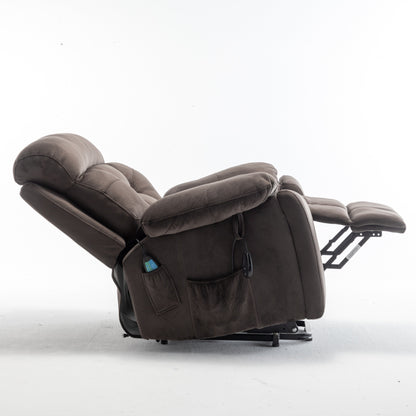 Fauteuil inclinable électrique en velours avec chauffage, massage et moteur silencieux
