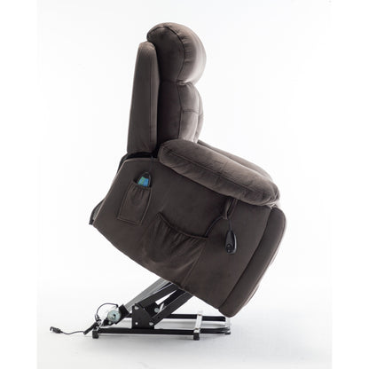 Fauteuil inclinable électrique en velours avec chauffage, massage et moteur silencieux