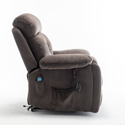 Fauteuil inclinable électrique en velours avec chauffage, massage et moteur silencieux