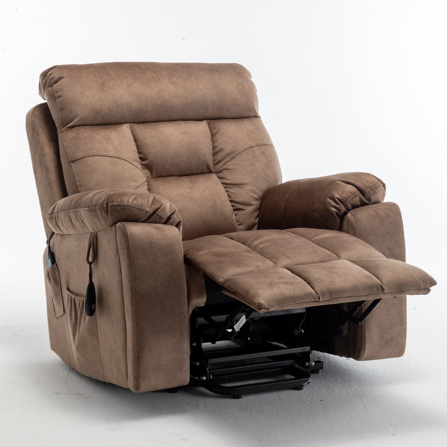 Fauteuil inclinable électrique en velours avec chauffage, massage et moteur silencieux