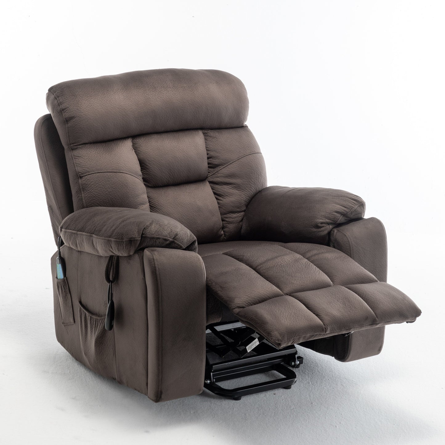 Fauteuil inclinable électrique en velours avec chauffage, massage et moteur silencieux