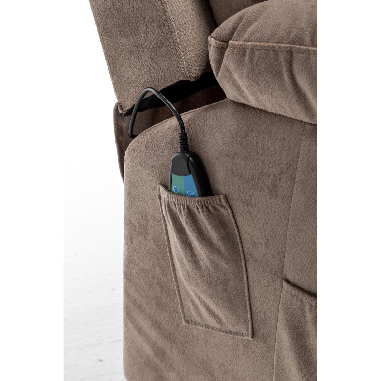 Fauteuil inclinable électrique large en velours avec chauffage, massage et moteur OKIN silencieux