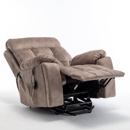 Fauteuil inclinable électrique large en velours avec chauffage, massage et moteur OKIN silencieux