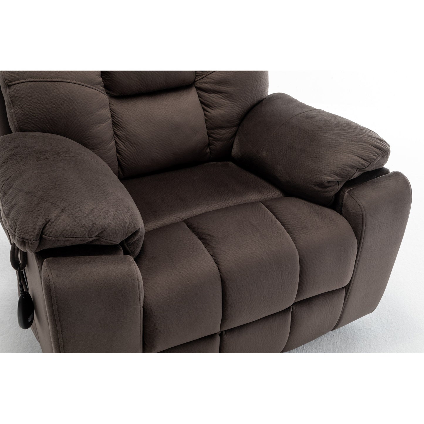 Fauteuil inclinable électrique large en velours avec chauffage, massage et moteur OKIN silencieux
