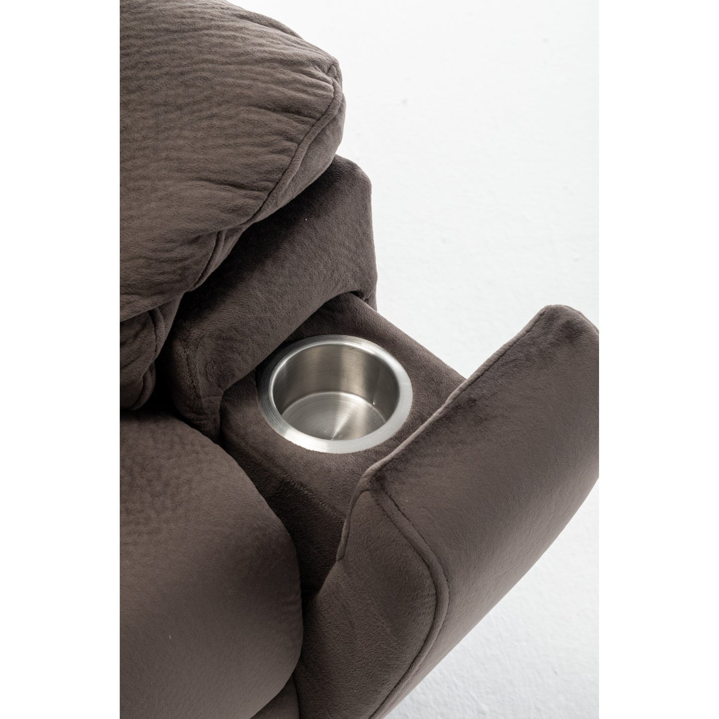 Fauteuil inclinable électrique large en velours avec chauffage, massage et moteur OKIN silencieux