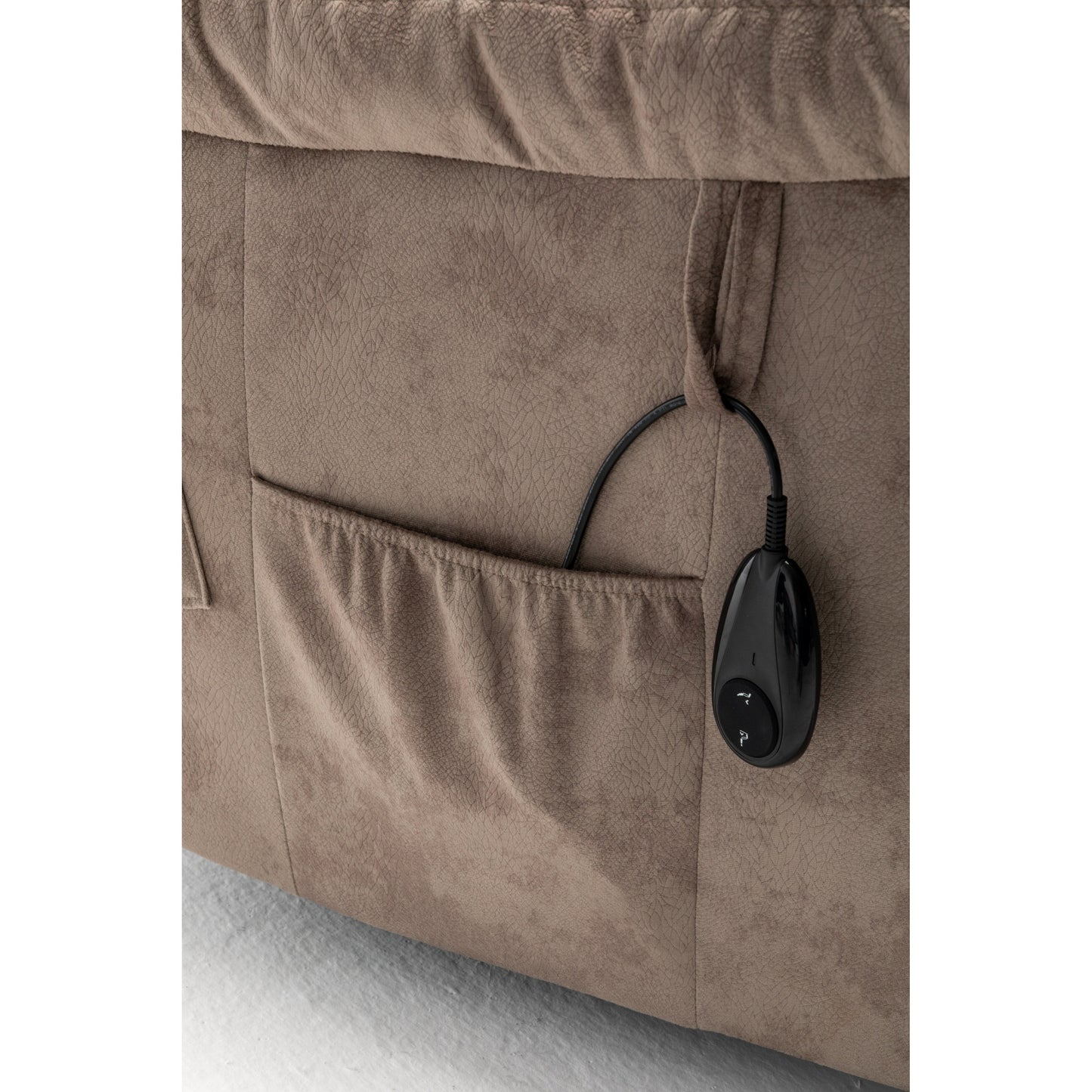 Fauteuil inclinable électrique large en velours avec chauffage, massage et moteur OKIN silencieux