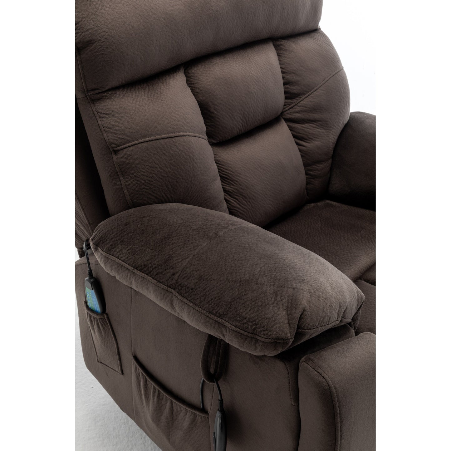Fauteuil inclinable électrique large en velours avec chauffage, massage et moteur OKIN silencieux