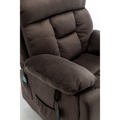 Fauteuil inclinable électrique large en velours avec chauffage, massage et moteur OKIN silencieux