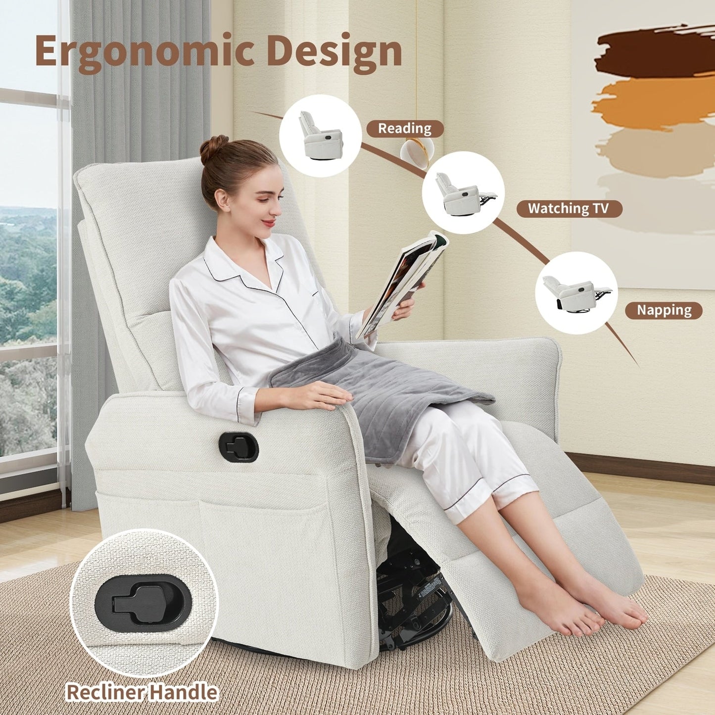 Fauteuil inclinable pivotant et à bascule polyvalent pour différents réglages