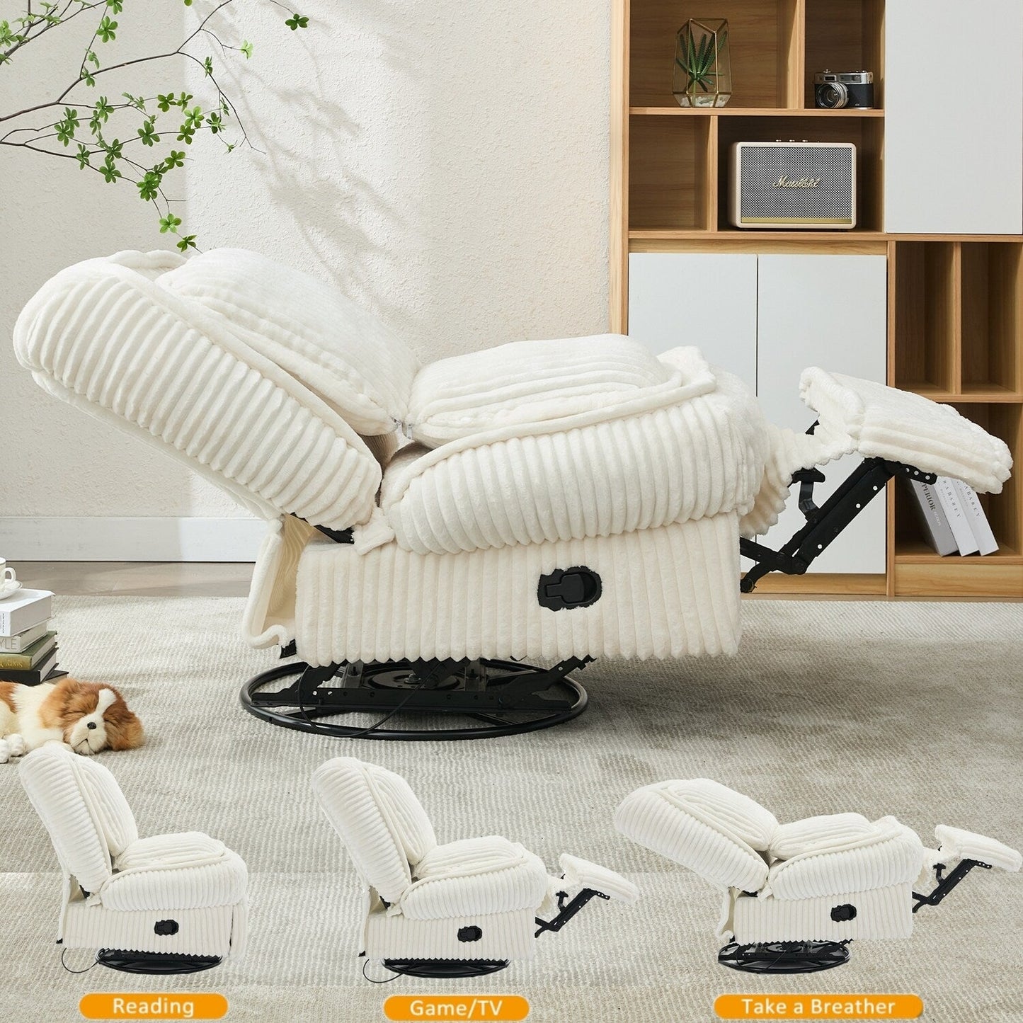 Canapé inclinable polyvalent en velours côtelé pour la détente et le confort