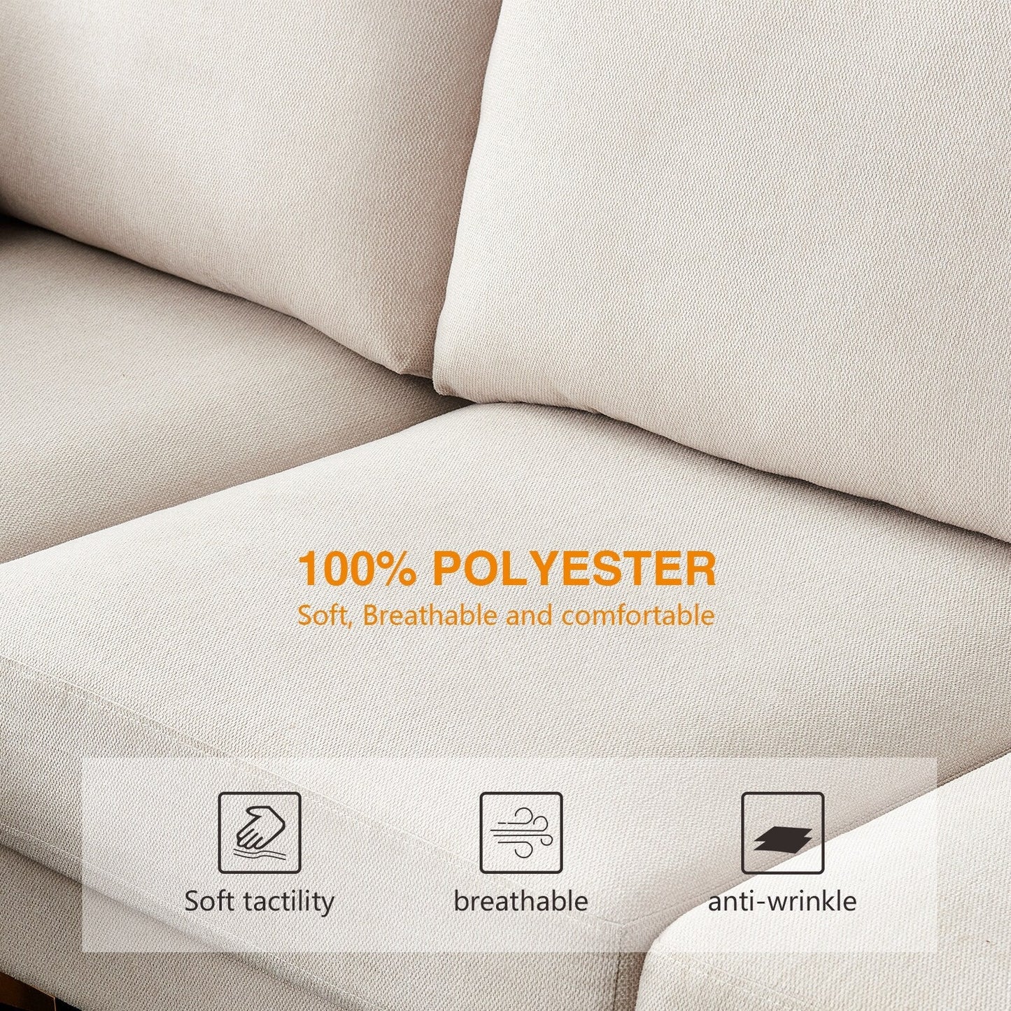 Canapé polyvalent en L avec pouf - Tissu en polyester doux pour un confort ultime