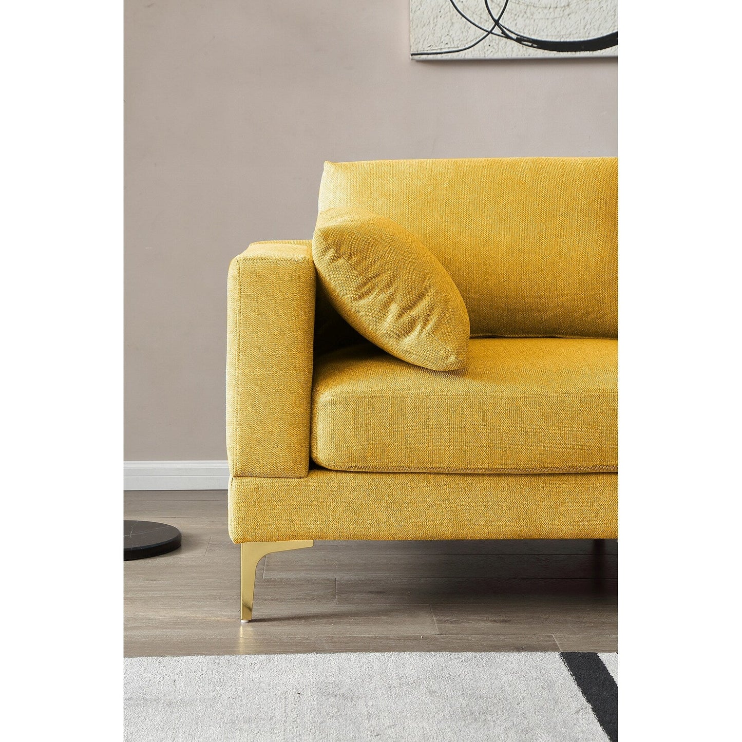 Canapé polyvalent en L avec pouf - Tissu en polyester doux pour un confort ultime