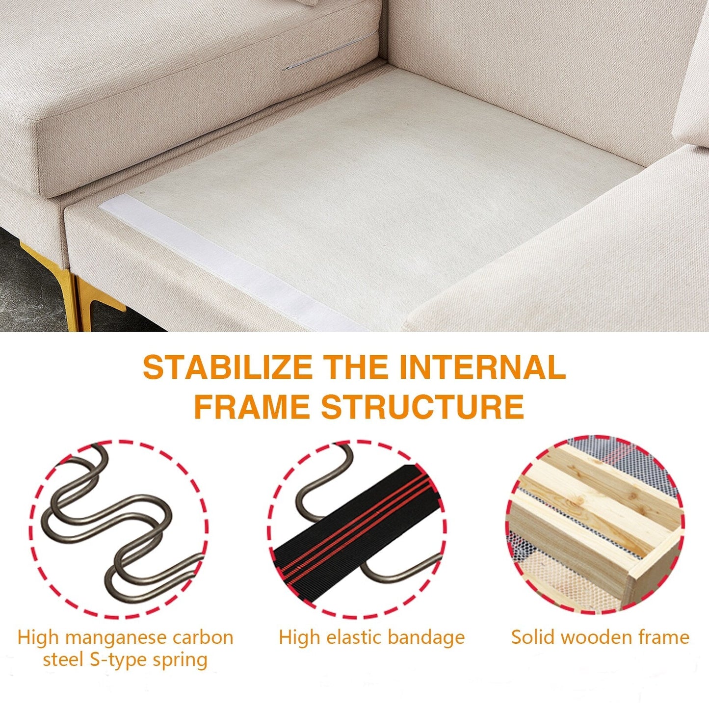 Canapé polyvalent en L avec pouf - Tissu en polyester doux pour un confort ultime