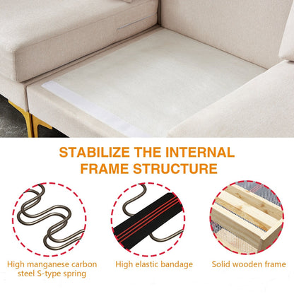 Canapé polyvalent en L avec pouf - Tissu en polyester doux pour un confort ultime