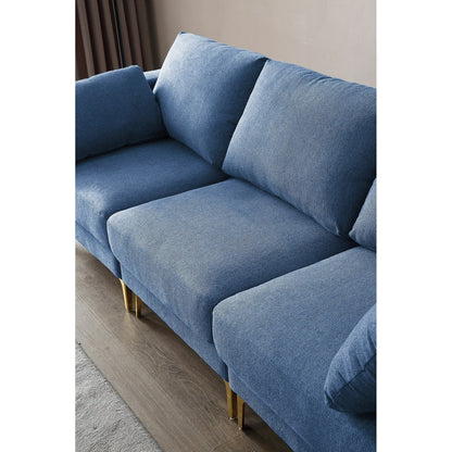 Canapé polyvalent en L avec pouf - Tissu en polyester doux pour un confort ultime